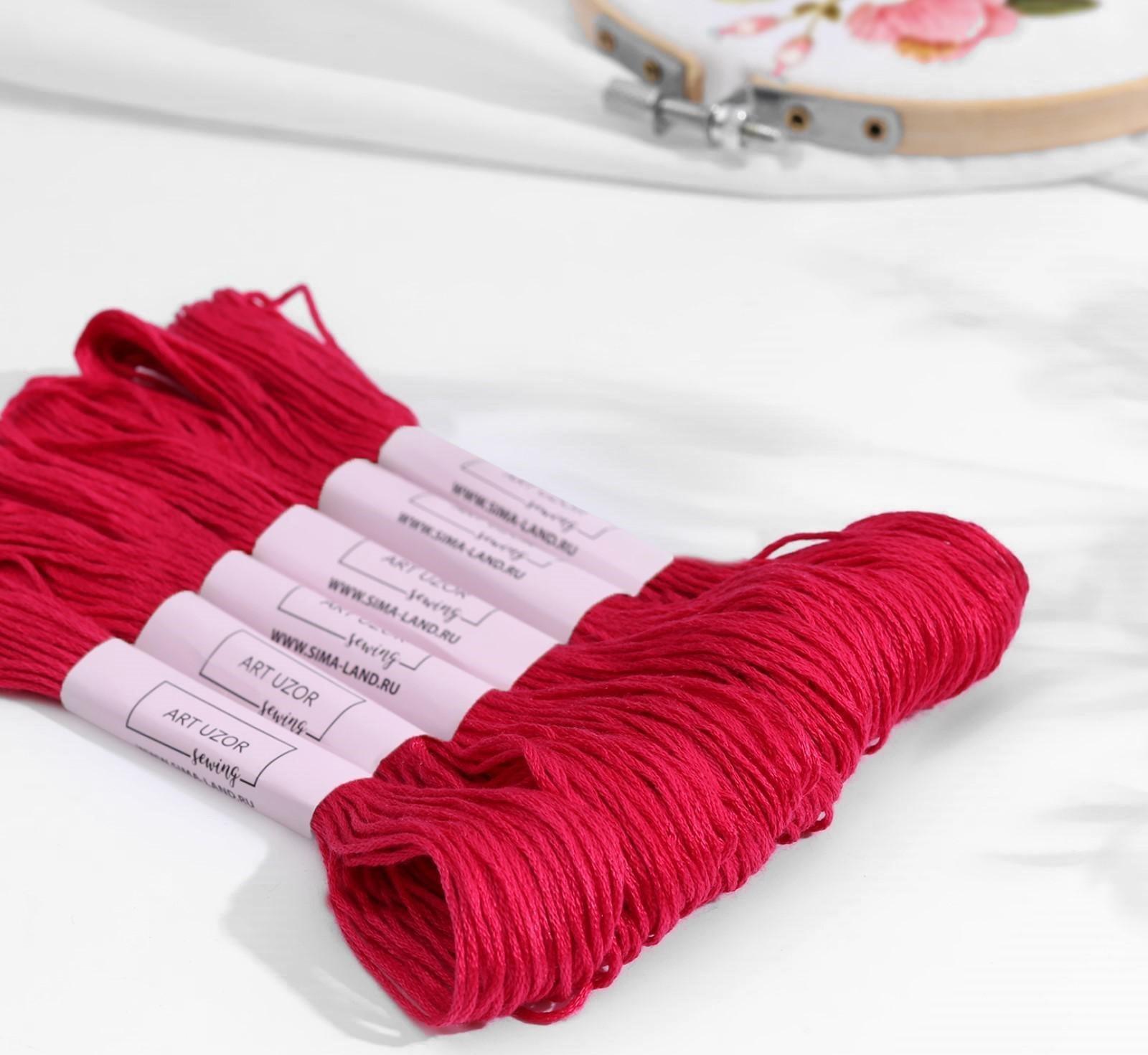 Нитки мулине, 8 ± 1 м, цвет малиновый №600