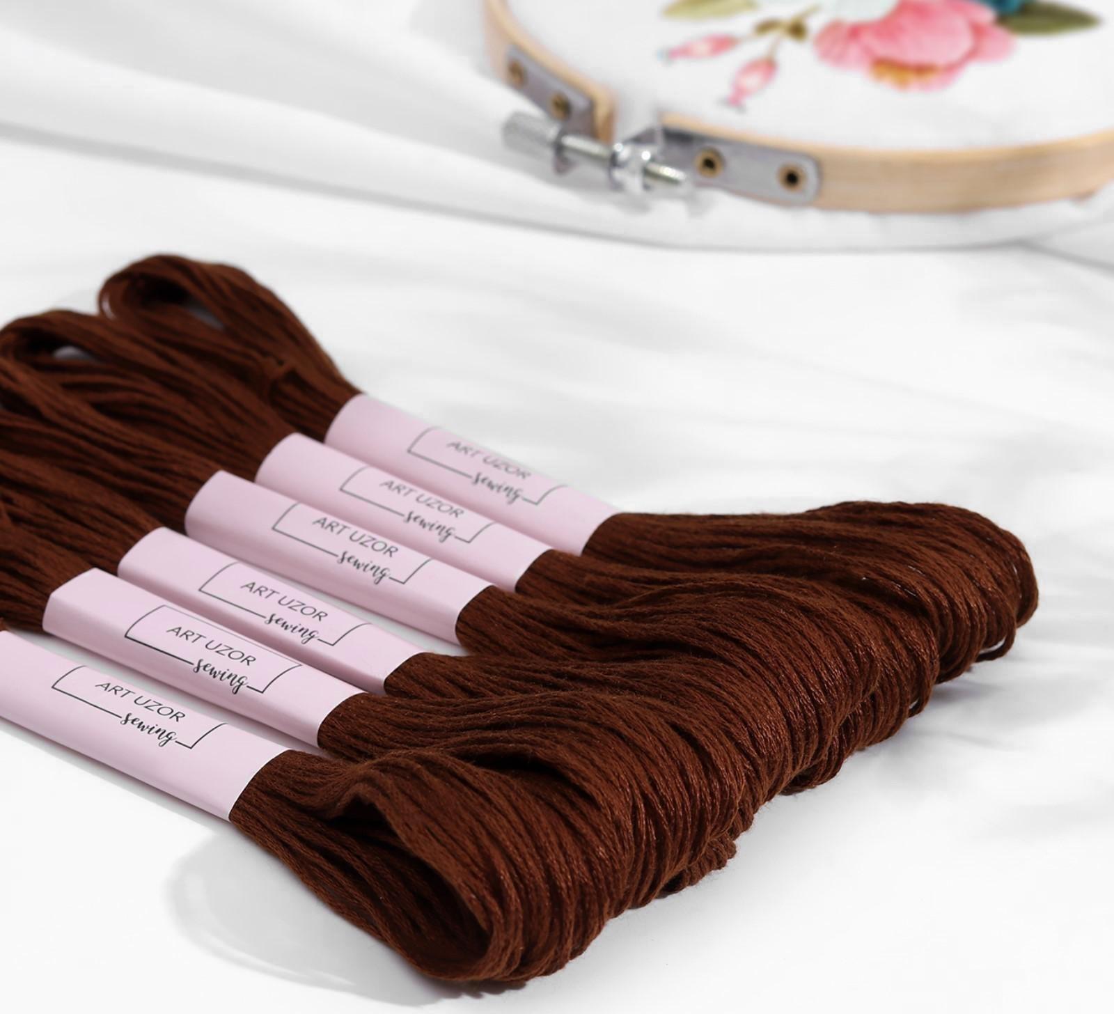 Нитки мулине, 8 ± 1 м, цвет коричнево-песочный №898