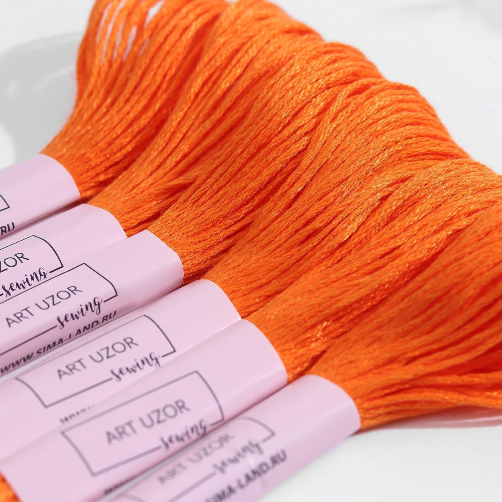 Нитки мулине, 8 ± 1 м, цвет ярко-рыжий №740