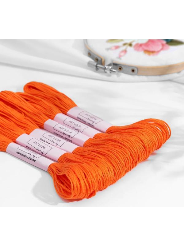 Нитки мулине, 8 ± 1 м, цвет ярко-рыжий №740