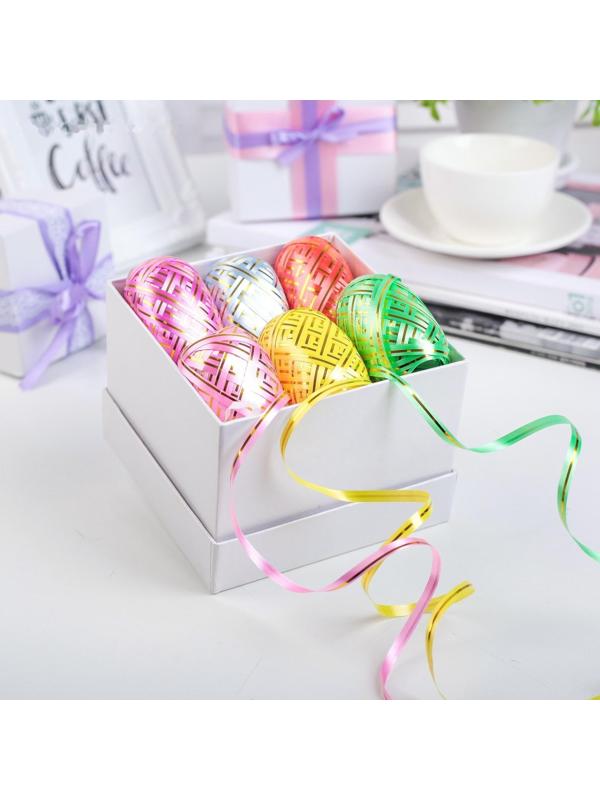 Лента упаковочная с золотой полосой, ассорти, набор 6 шт., 0,5 см х 10 м