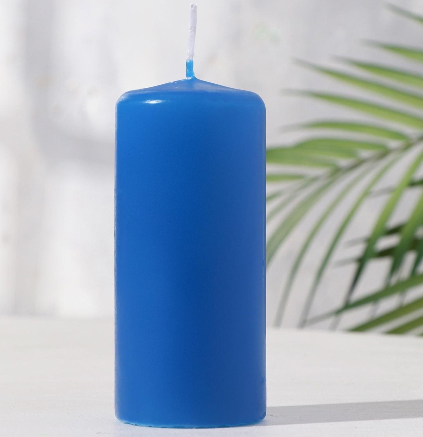 Свеча - цилиндр, 5х11,5 см, 25 ч, 175 г, синяя