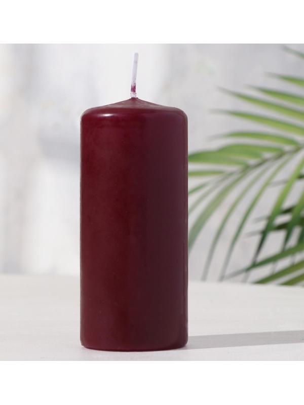 Свеча - цилиндр, 5х11,5 см, 25 ч, 175 г, бордовая