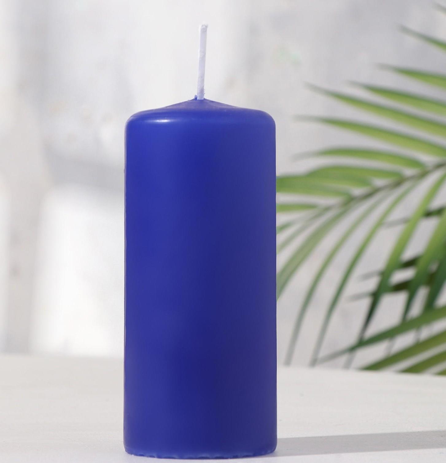 Свеча - цилиндр, 5х11,5 см, 25 ч, 175 г, голубая