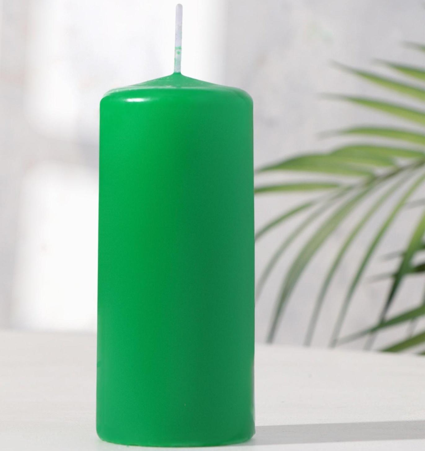 Свеча - цилиндр, 5х11,5 см, 25 ч, 175 г, зеленая
