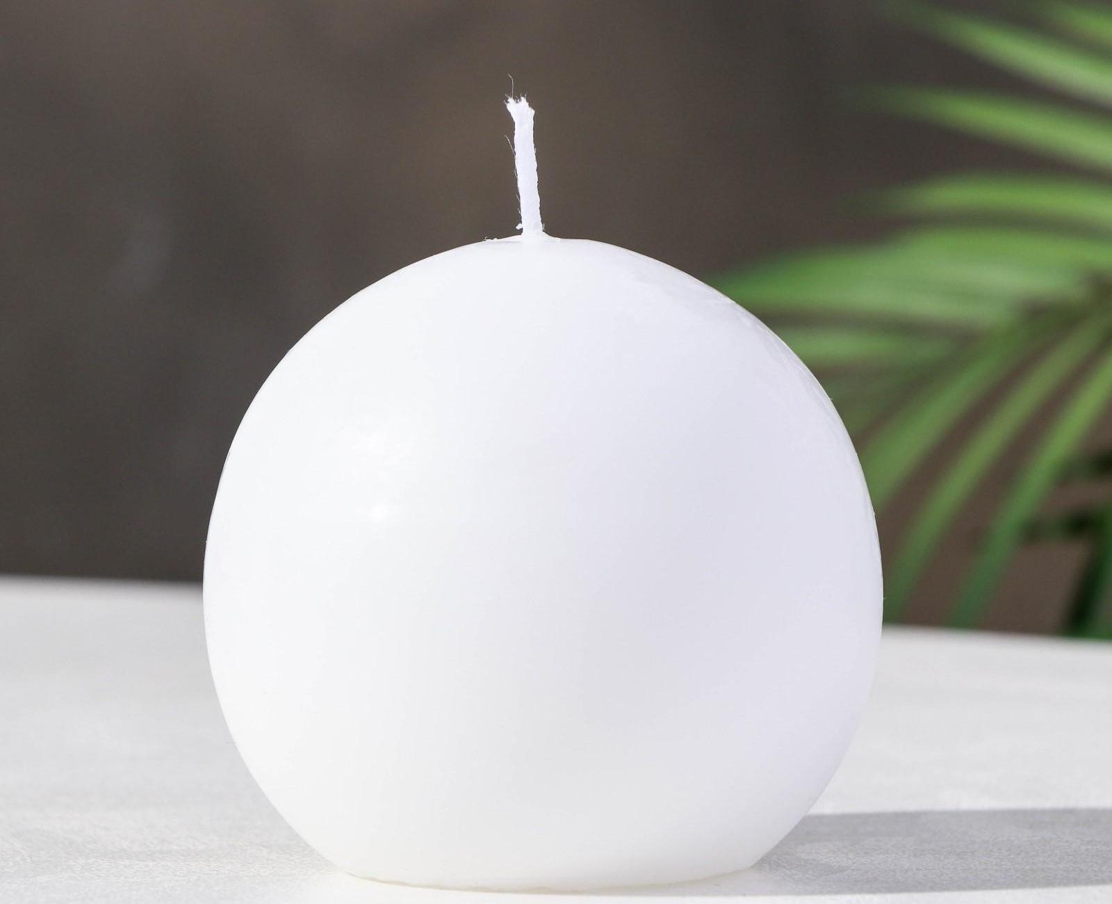 Свеча-шар, 8 см, 12 ч, 240 г, белый