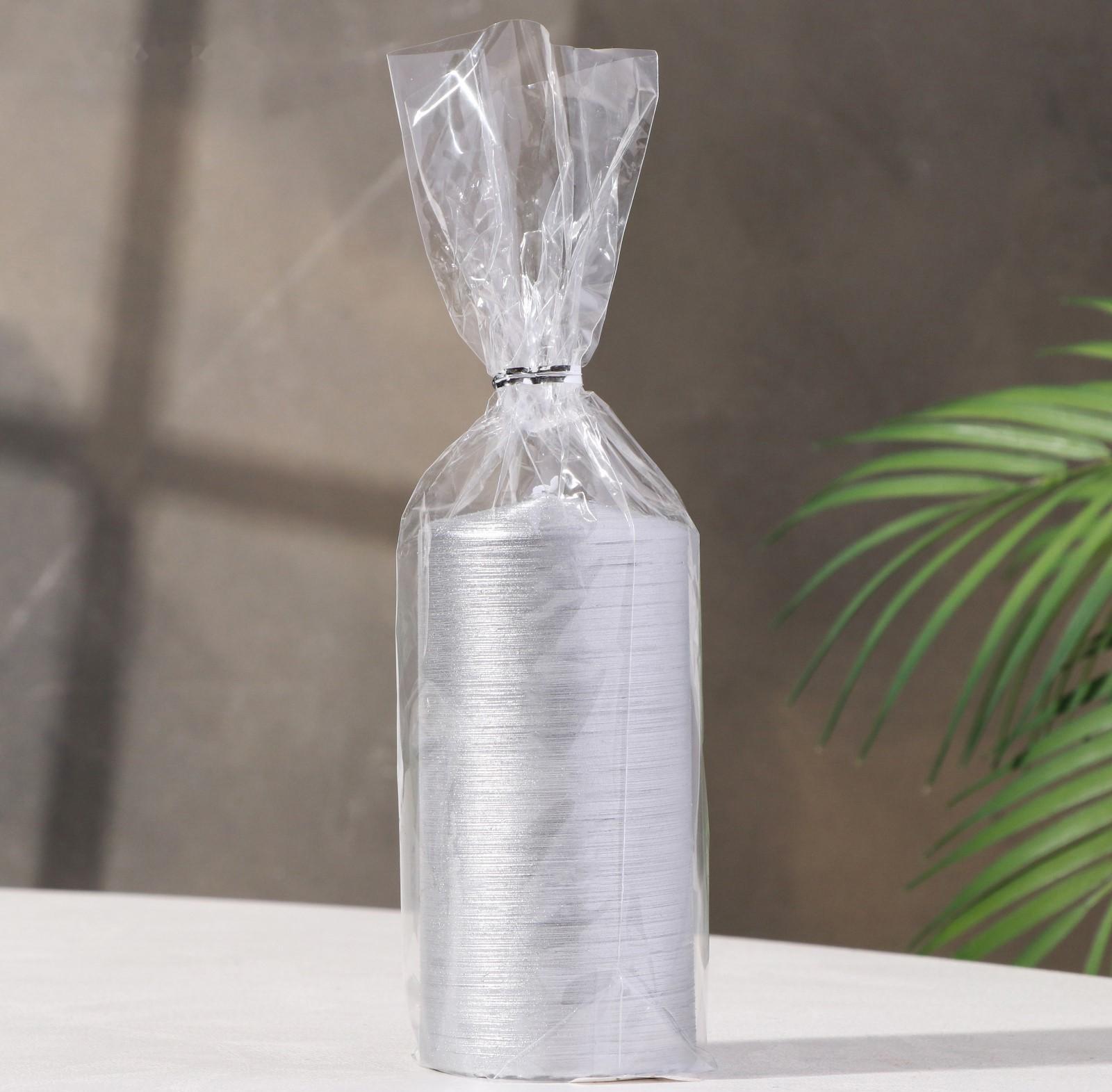 Свеча - цилиндр, 6x12,5 см, 35 ч, 275 г, серебряный рельеф