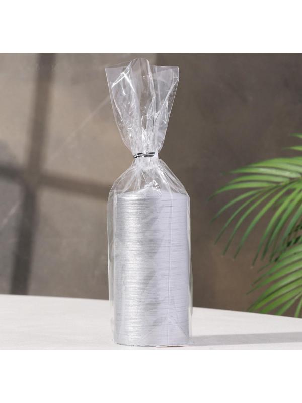 Свеча - цилиндр, 6x12,5 см, 35 ч, 275 г, серебряный рельеф