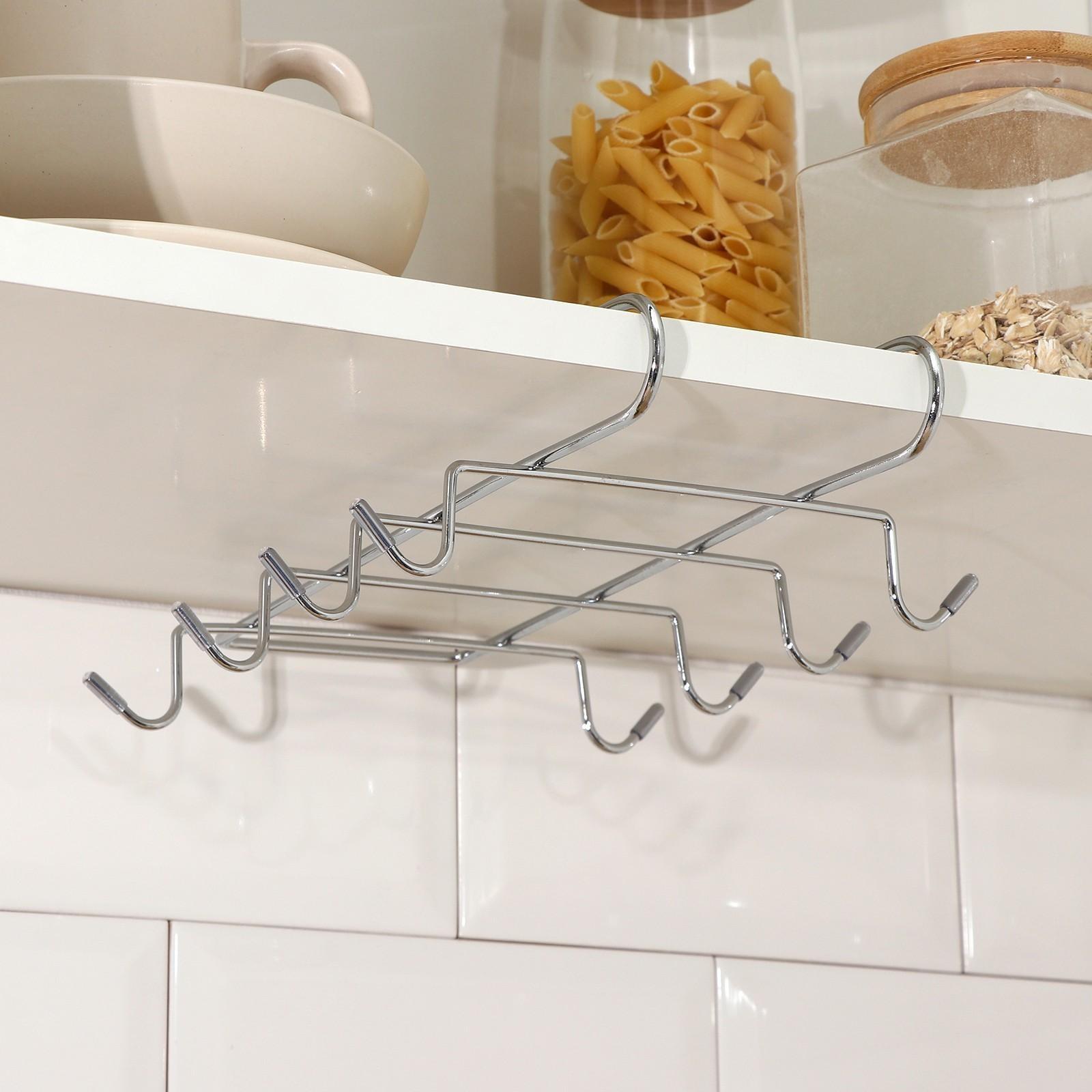 Держатель для кружек подвесной на 8 предметов Доляна, 27,5×20×7,5 см, цвет хром