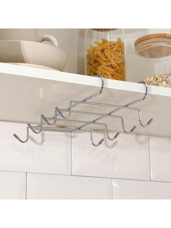 Держатель для кружек подвесной на 8 предметов Доляна, 27,5×20×7,5 см, цвет хром