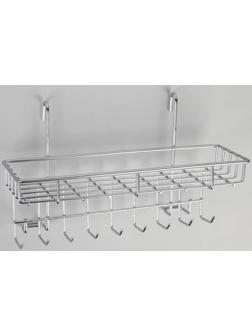 Полка на рейлинг с крючками Доляна, 29×10×17 см, цвет хром