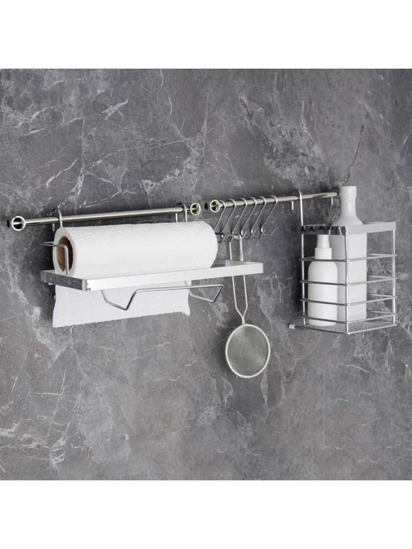 Рейлинговая система для кухни Доляна: базовый набор, 10 предметов