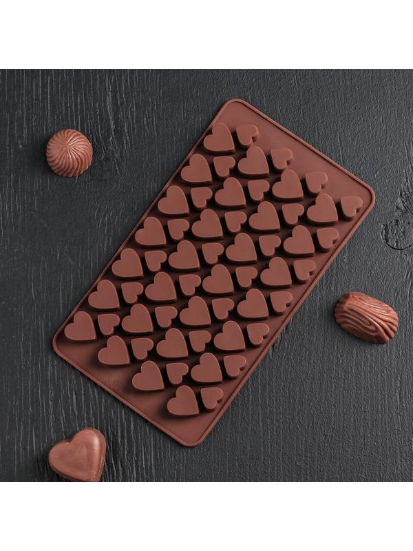 Форма для льда и кондитерских украшений Доляна «Сердечки», 19,5×11,5 см, 56 ячеек, цвет МИКС