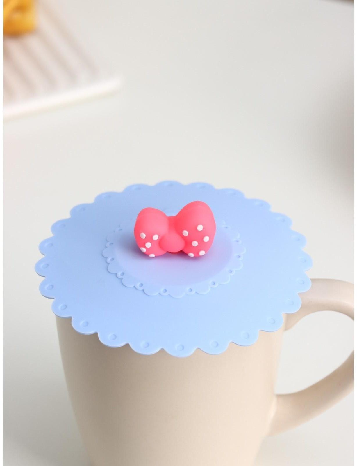 Крышка-непроливайка силиконовая Доляна «Бант», 11 см, цвет васильковый