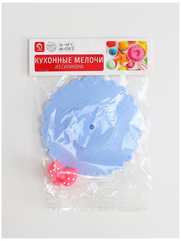 Крышка-непроливайка силиконовая Доляна «Бант», 11 см, цвет васильковый