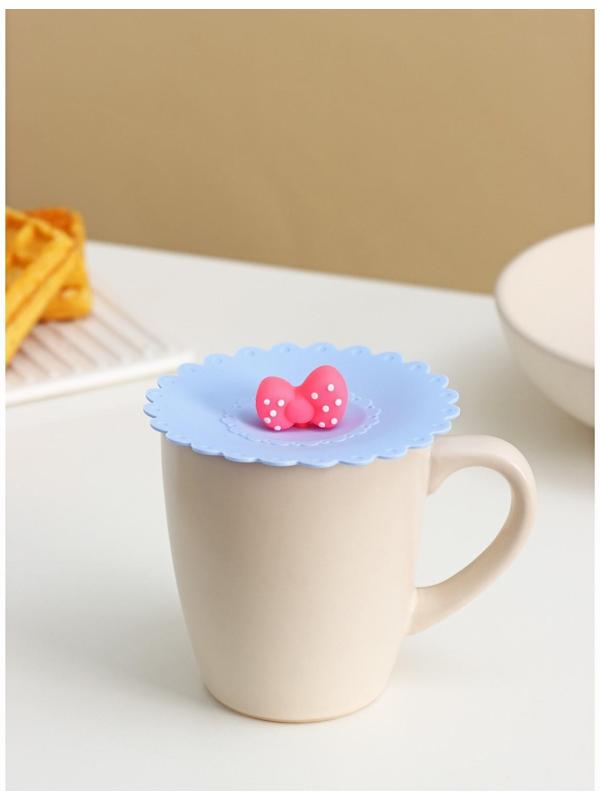 Крышка-непроливайка силиконовая Доляна «Бант», 11 см, цвет васильковый