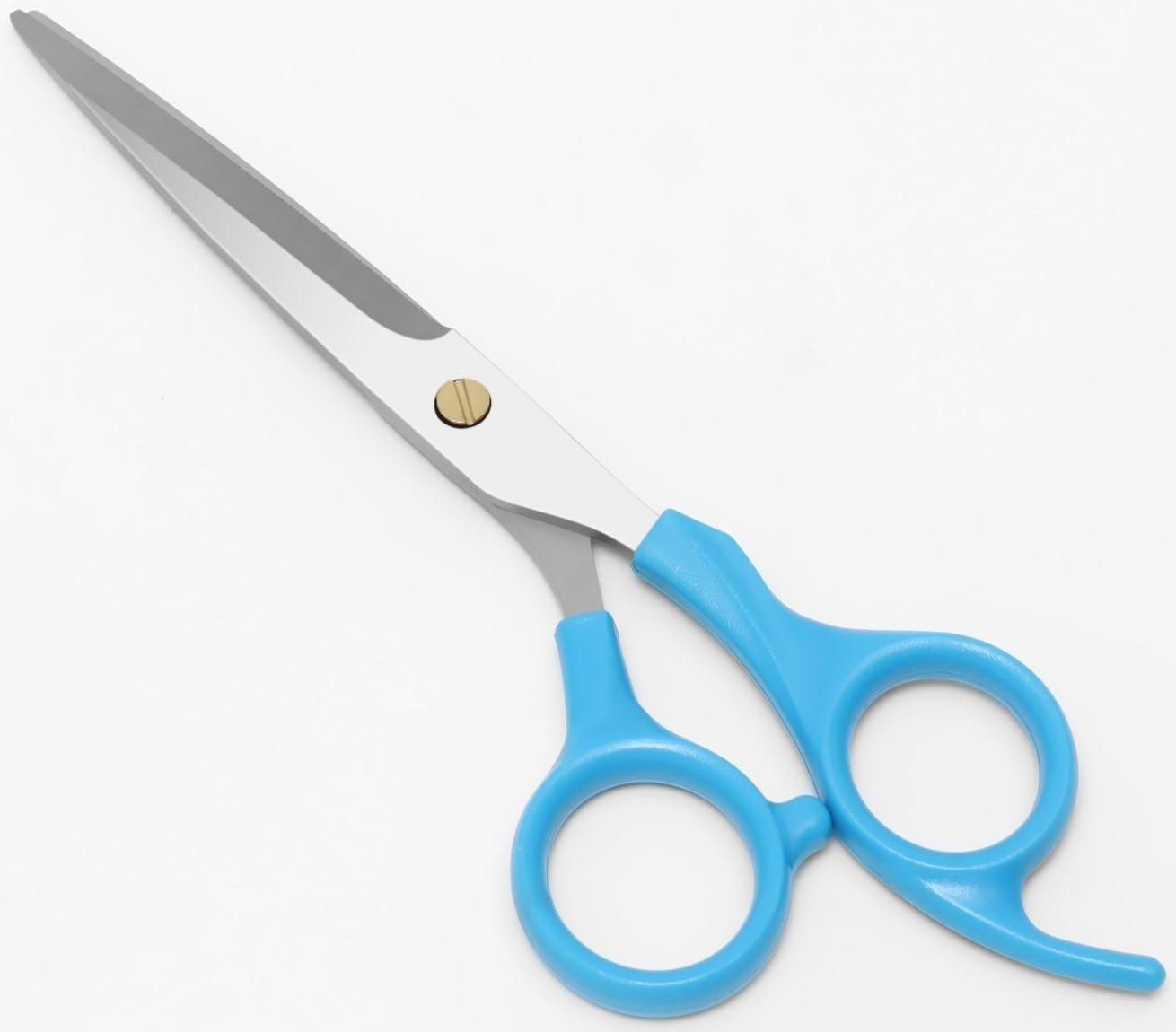Ножницы парикмахерские с упором, лезвие — 6,5 см, цвет голубой