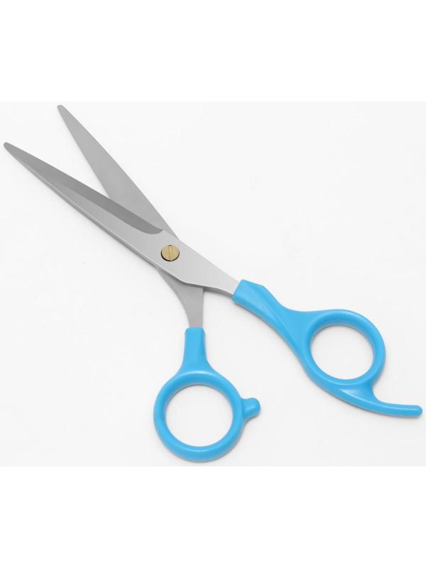 Ножницы парикмахерские с упором, лезвие — 6,5 см, цвет голубой