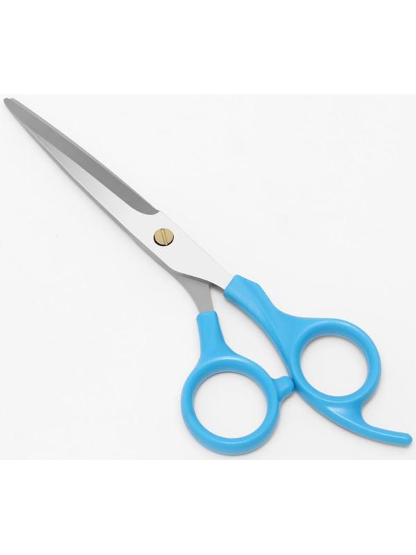 Ножницы парикмахерские с упором, лезвие — 6,5 см, цвет голубой
