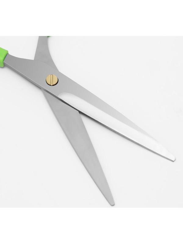 Ножницы парикмахерские с упором, лезвие — 7 см, цвет салатовый/серебристый