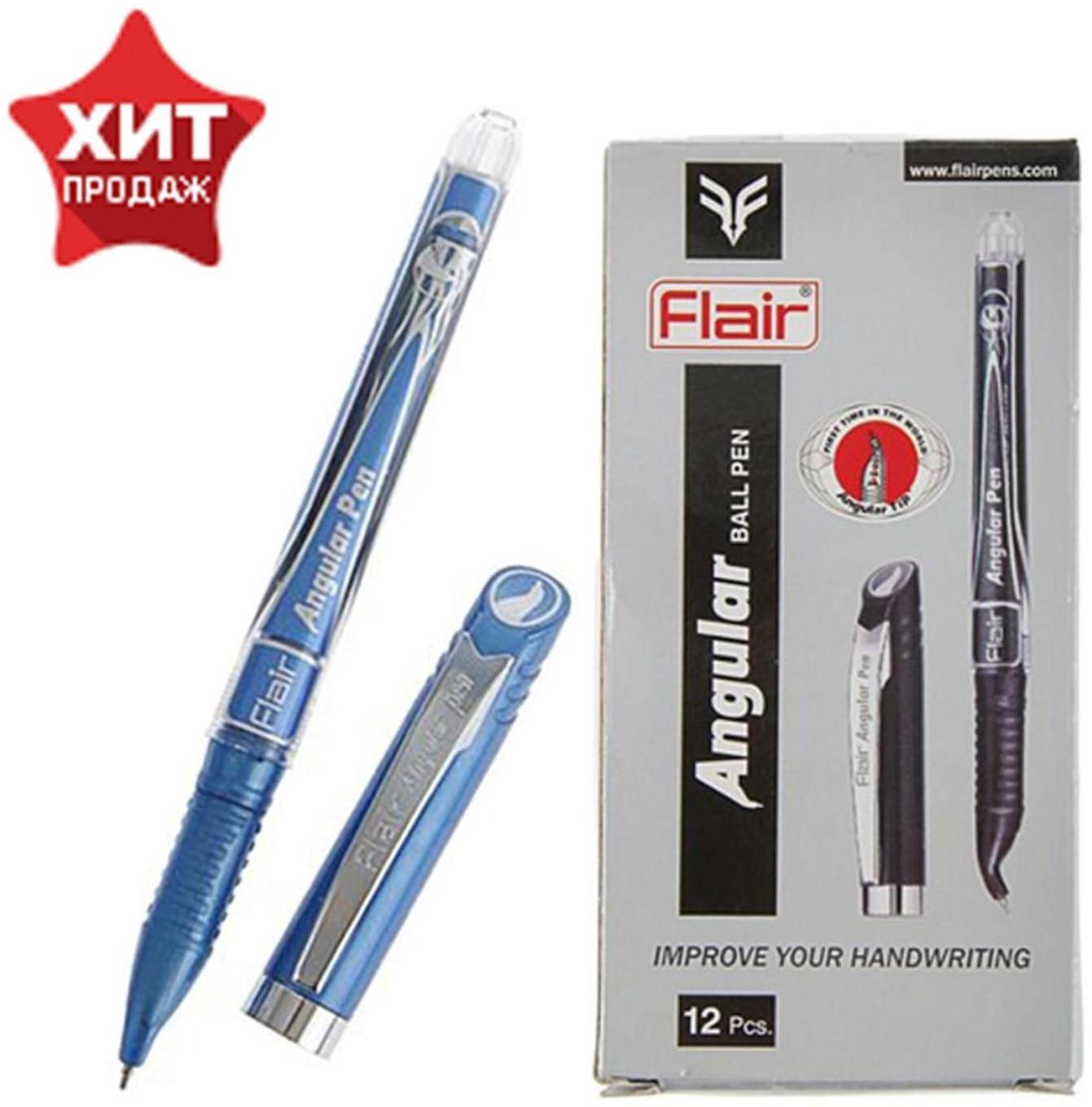Ручка шариковая Flair Angular для левшей, узел-игла 0.7 мм, стержень синий