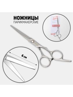 Ножницы парикмахерские с упором, лезвие — 6 см, цвет серебристый