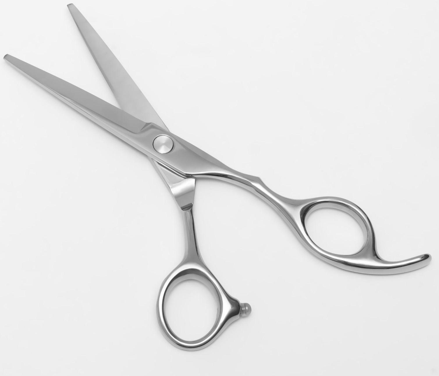 Ножницы парикмахерские с упором, загнутые кольца, лезвие — 5,5 см, цвет серебристый
