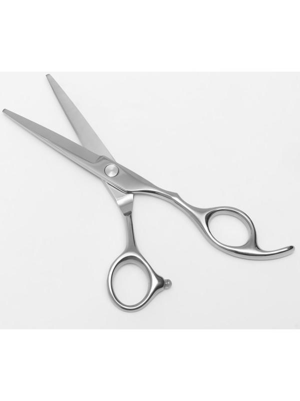 Ножницы парикмахерские с упором, загнутые кольца, лезвие — 5,5 см, цвет серебристый