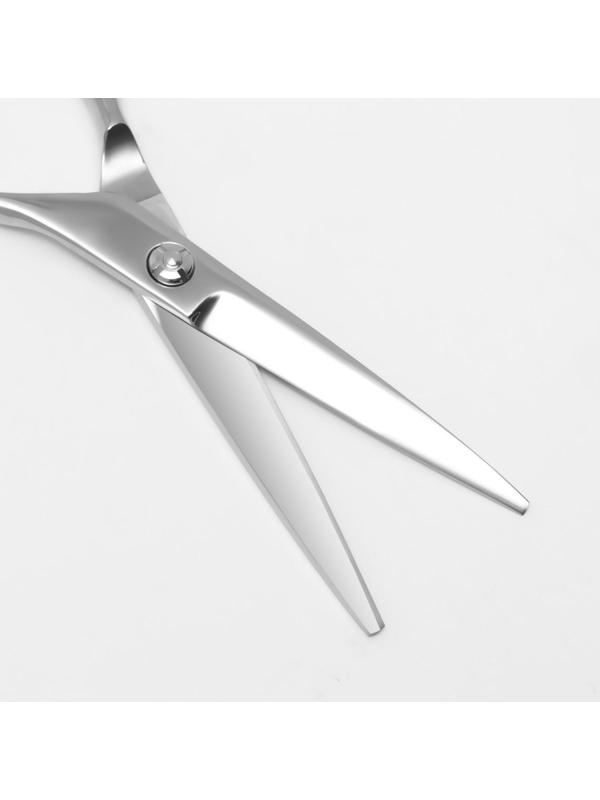 Ножницы парикмахерские с упором, загнутые кольца, лезвие — 5,5 см, цвет серебристый