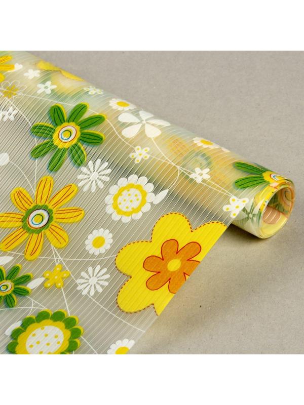 Коврик противоскользящий Доляна «Жёлтые цветы», 45×100 см