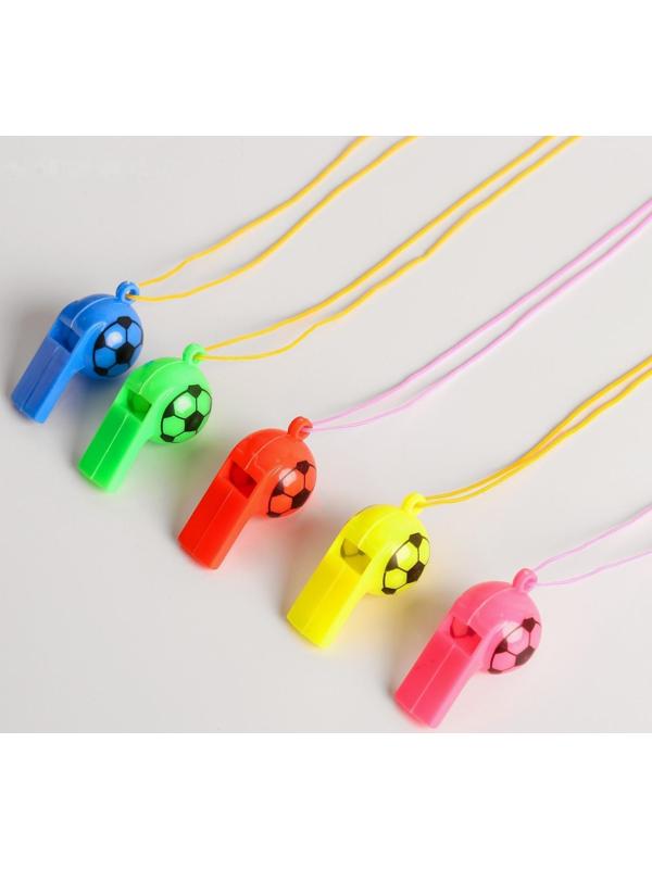 Свисток «Футбол» с веревочкой, цвета МИКС