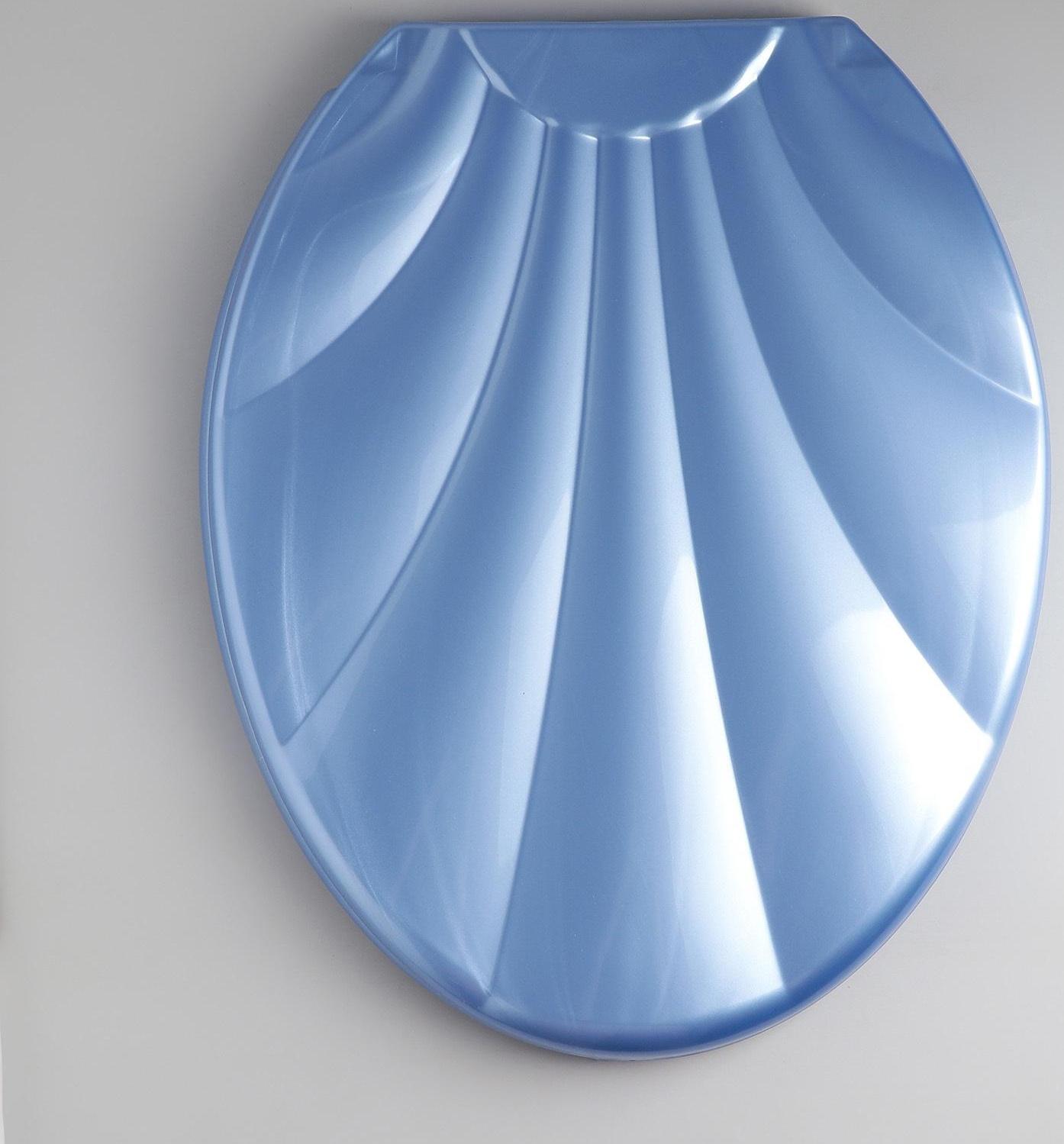 Сиденье для унитаза с крышкой «Ракушка», 44,5×37 см, цвет голубой перламутр