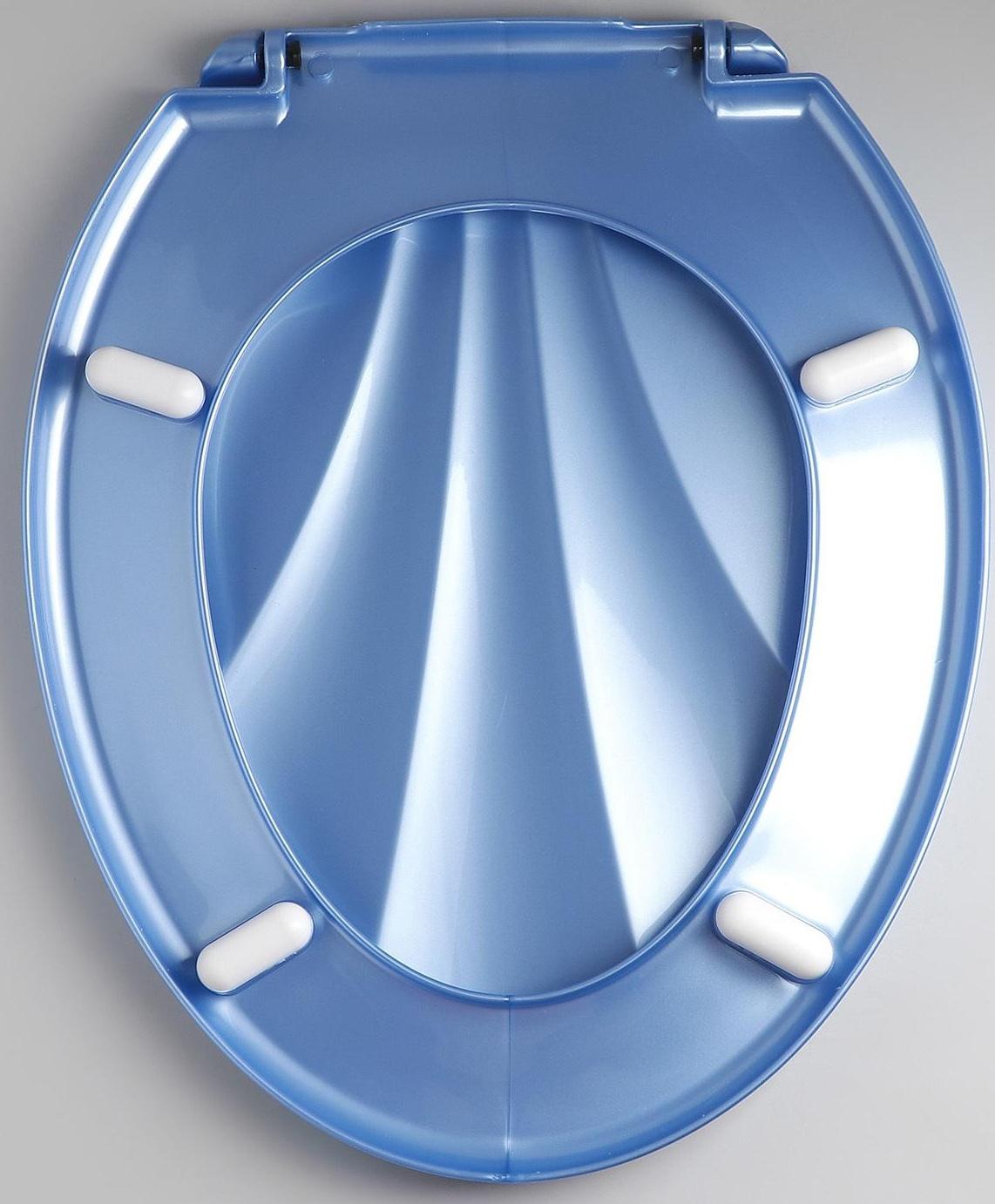 Сиденье для унитаза с крышкой «Ракушка», 44,5×37 см, цвет голубой перламутр