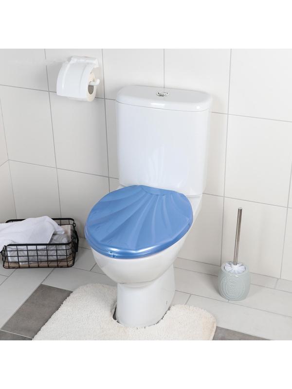 Сиденье для унитаза с крышкой «Ракушка», 44,5×37 см, цвет голубой перламутр