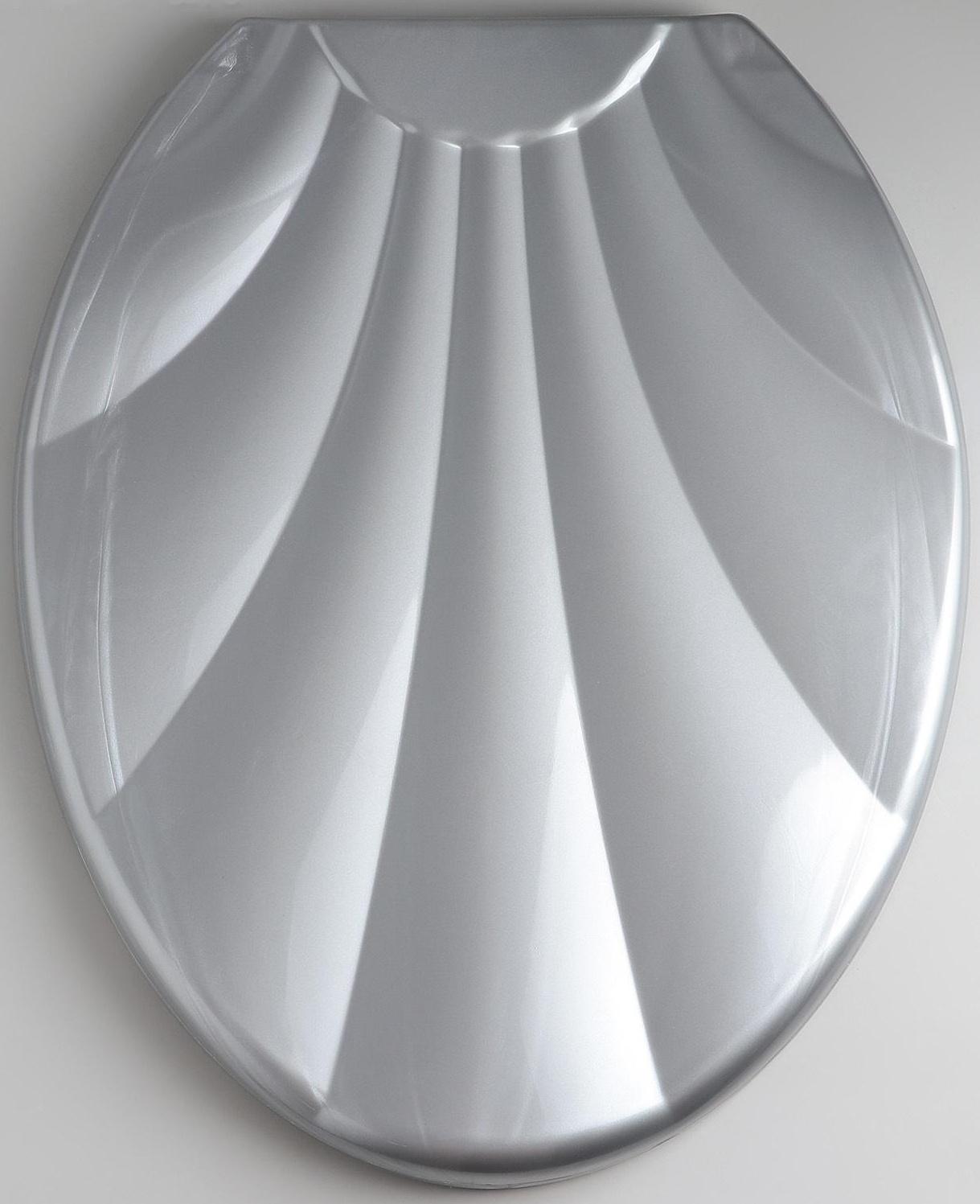 Сиденье для унитаза с крышкой «Ракушка», 44,5×37 см, цвет серебристый перламутр