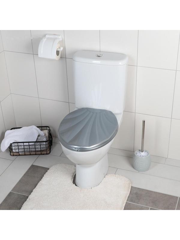 Сиденье для унитаза с крышкой «Ракушка», 44,5×37 см, цвет серебристый перламутр