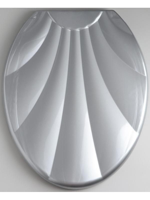 Сиденье для унитаза с крышкой «Ракушка», 44,5×37 см, цвет серебристый перламутр