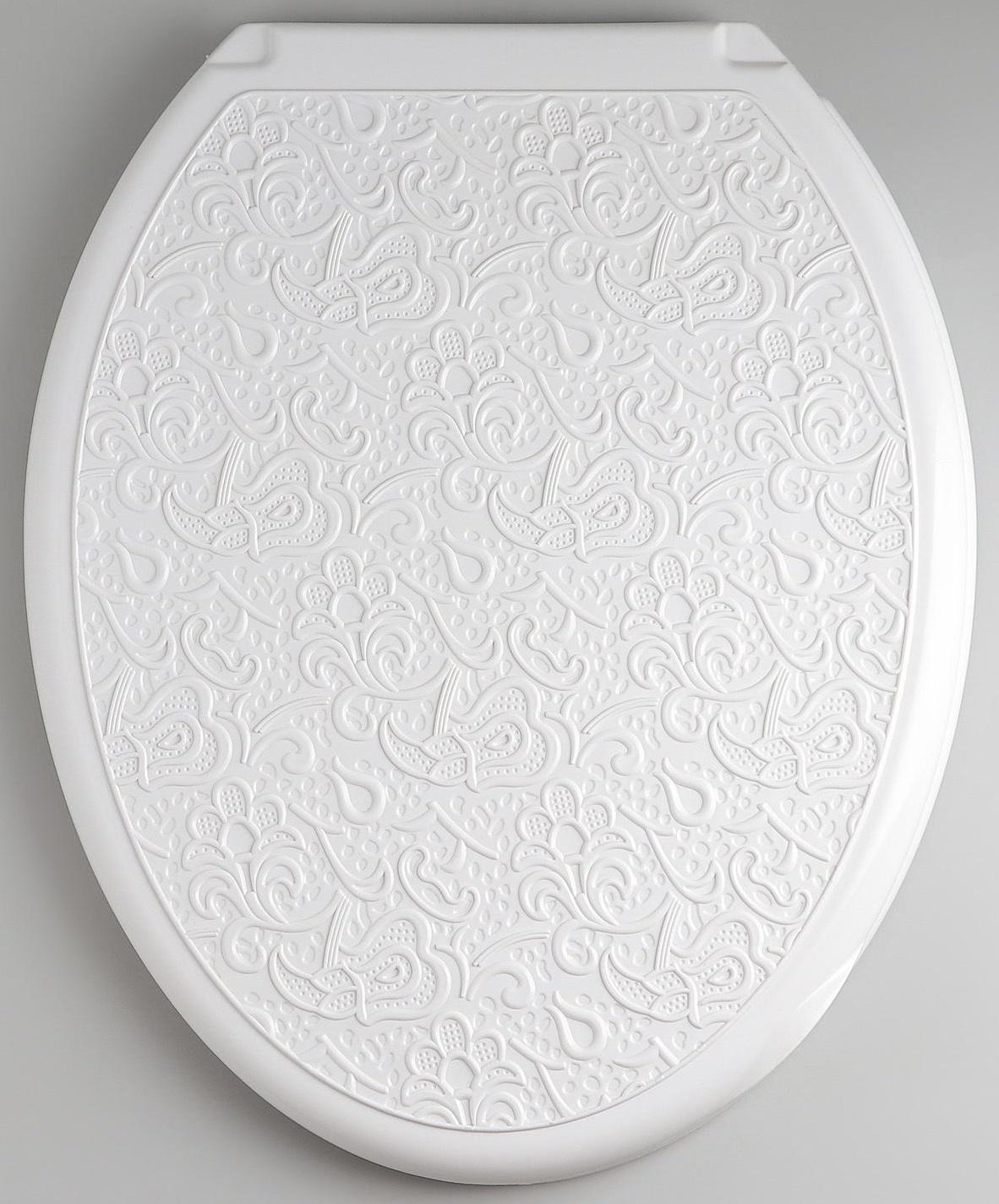 Сиденье для унитаза с крышкой «Декор. Ажур», 44,5×37 см, цвет белый