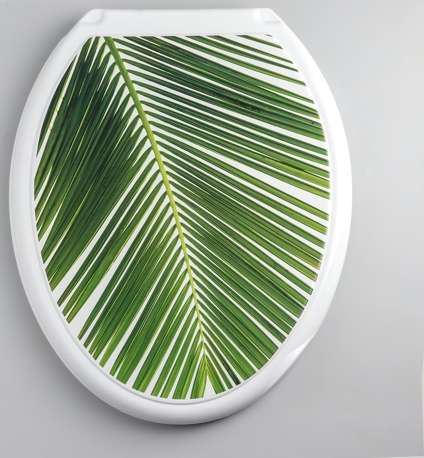 Сиденье для унитаза с крышкой «Декор. Пальма», цвет белый