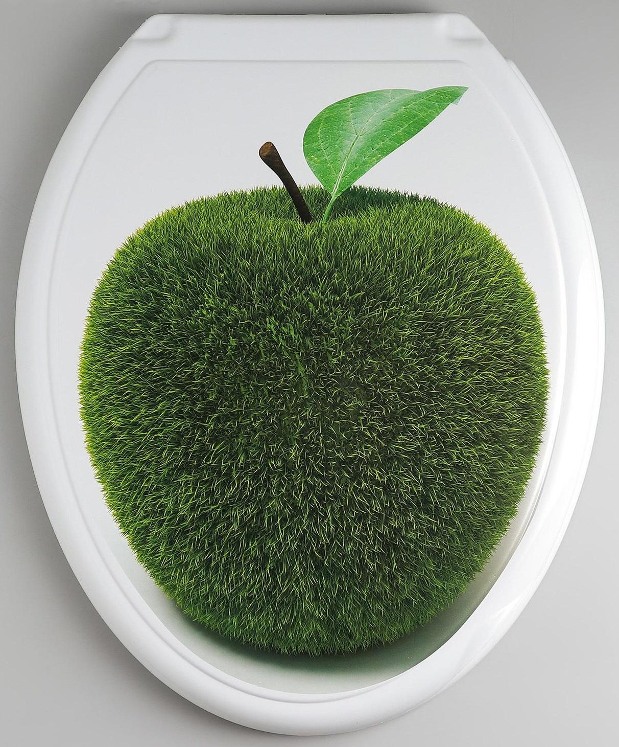 Сиденье для унитаза с крышкой «Декор. Яблоко», 44,5×37 см, цвет белый