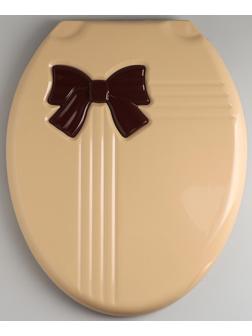 Сиденье для унитаза с крышкой «Комфорт Люкс», цвет бежевый/коричневый бантик