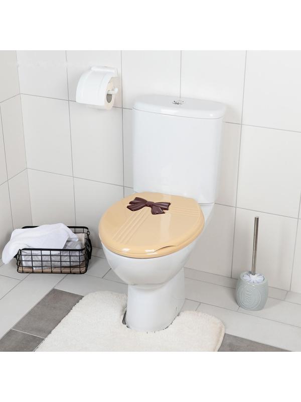 Сиденье для унитаза с крышкой «Комфорт Люкс», цвет бежевый/коричневый бантик