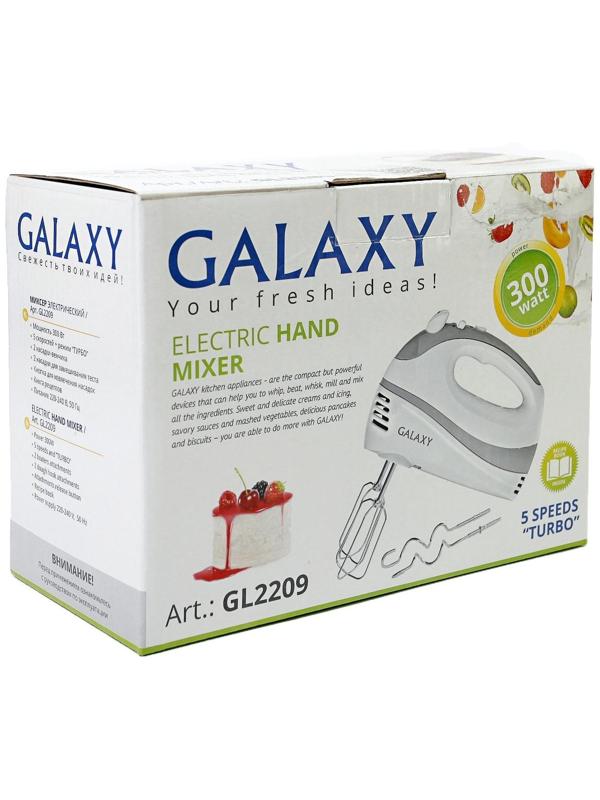 Миксер Galaxy GL 2209, ручной, 300 Вт, 5 скоростей, турбо-режим