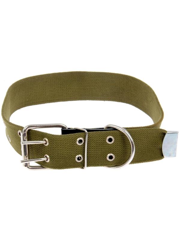 Ошейник брезентовый однослойный, 84 х 4.5 см, ОШ 50-70 см, хаки