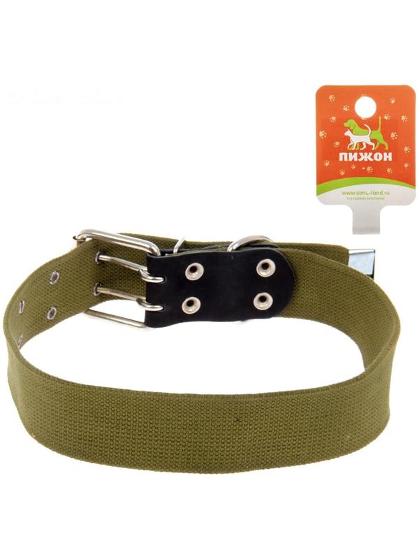 Ошейник брезентовый однослойный, 84 х 4.5 см, ОШ 50-70 см, хаки