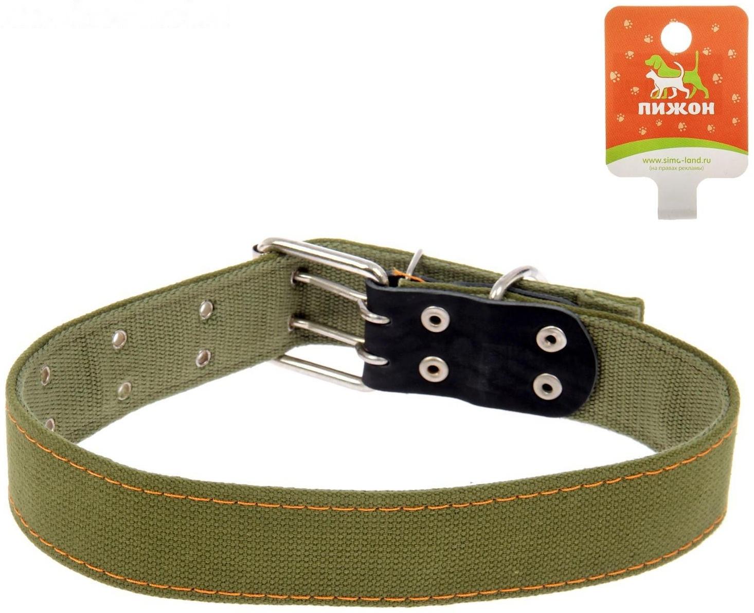 Ошейник брезентовый двухслойный, 82,5 х 4,5 см, ОШ 50-70 см