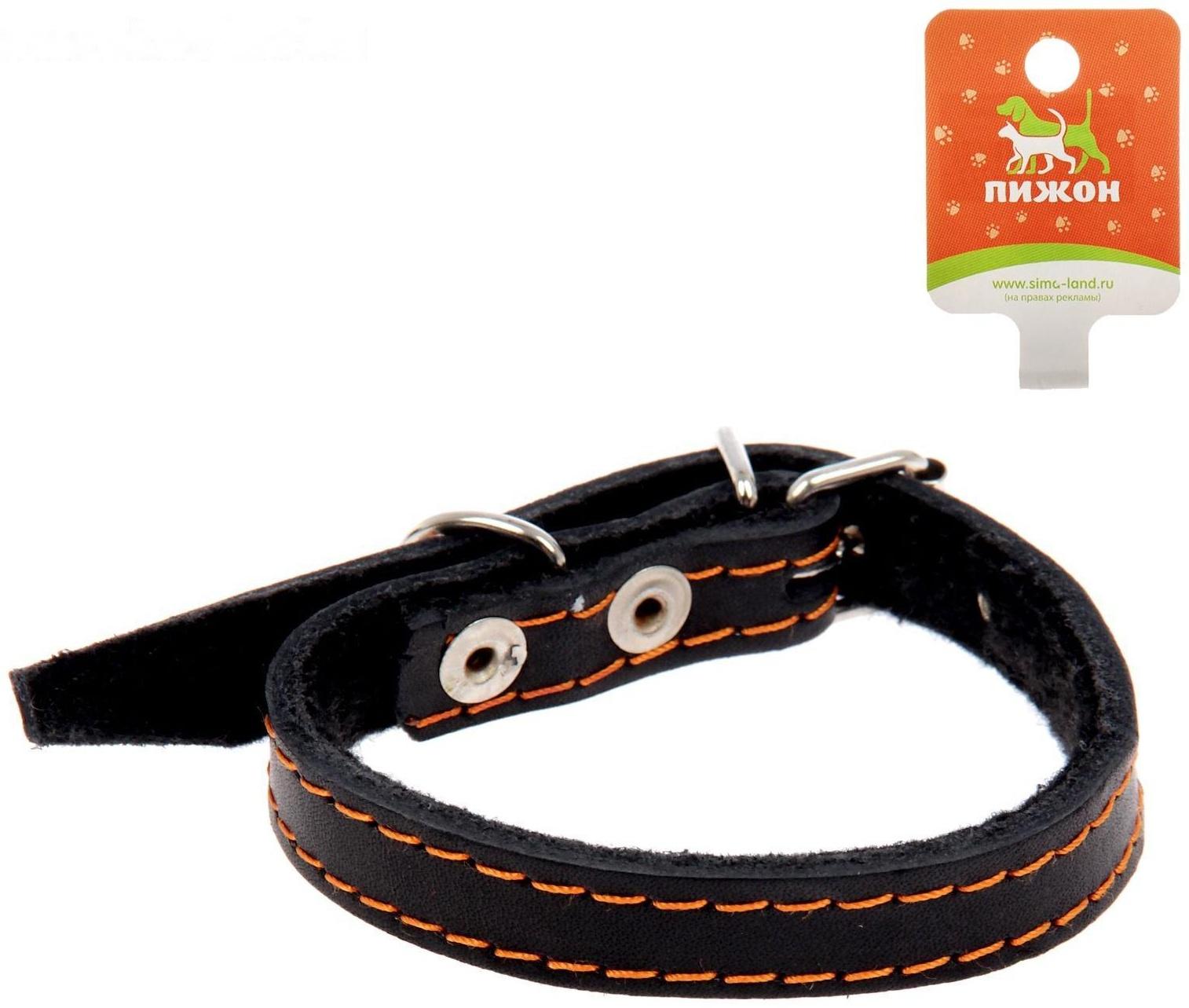 Ошейник кожаный на синтепоне, 36 х 1.5 см, ОШ 20-30 см, микс цветов