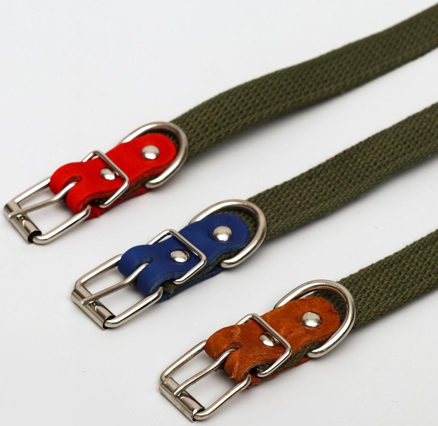 Ошейник брезентовый однослойный, 50 х 2 см, ОШ 25-35 см, хаки