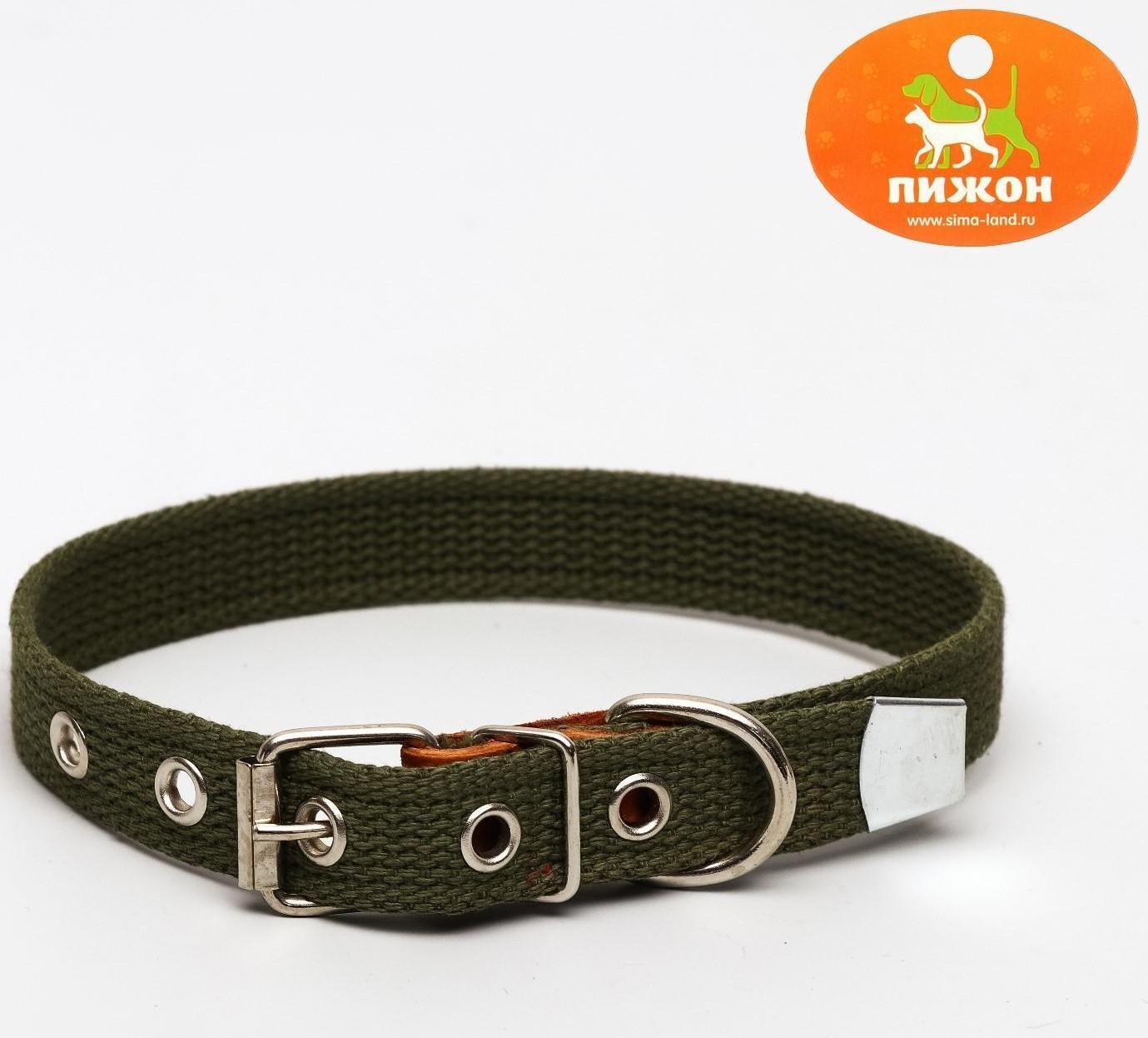Ошейник брезентовый однослойный, 50 х 2 см, ОШ 25-35 см, хаки