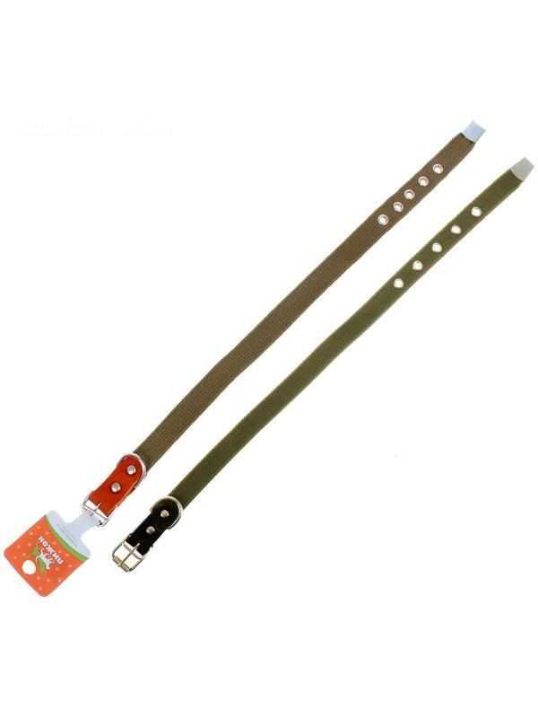 Ошейник брезентовый однослойный, 50 х 2 см, ОШ 25-35 см, хаки